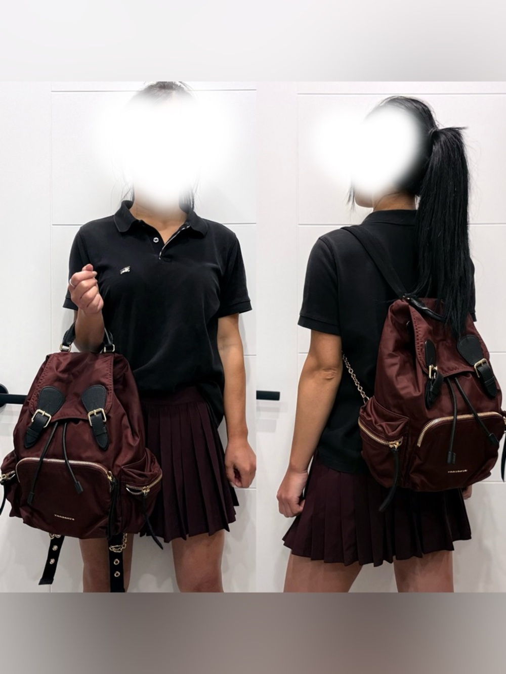 Authentic Burberry Burgundy nylon backpack